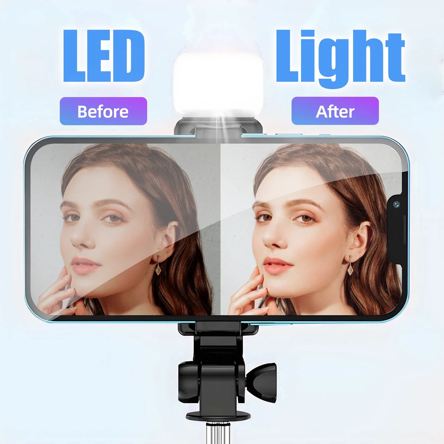 Selfie Stick, 40 in Retractable with Remote, 2 Level Fill Light, Selfie Stick for Iphone Android, Black