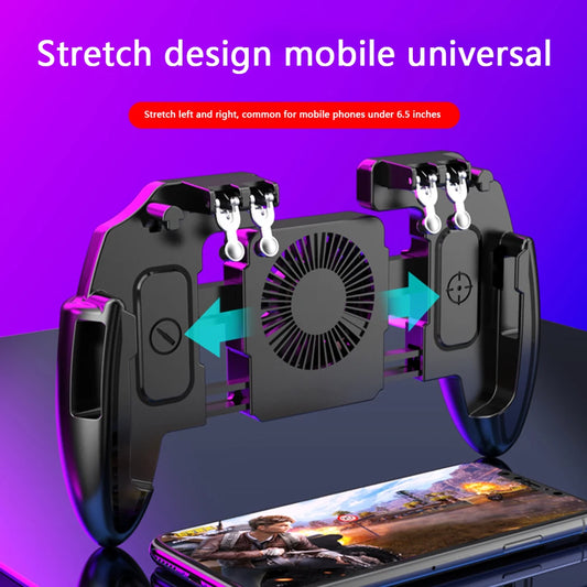 6 Fingers Cooling Button Gamepad Grip Mobile Gaming for PUBG Game Controller Joystick Support 4.7-6.5 inch Screen Mobile Phone