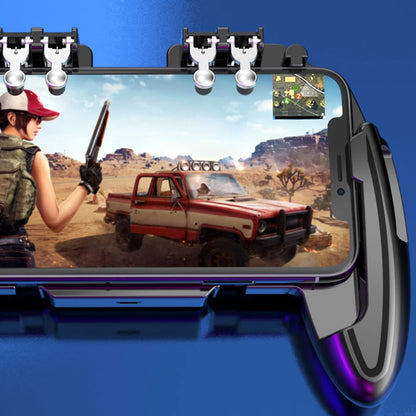 6 Fingers Cooling Button Gamepad Grip Mobile Gaming for PUBG Game Controller Joystick Support 4.7-6.5 inch Screen Mobile Phone