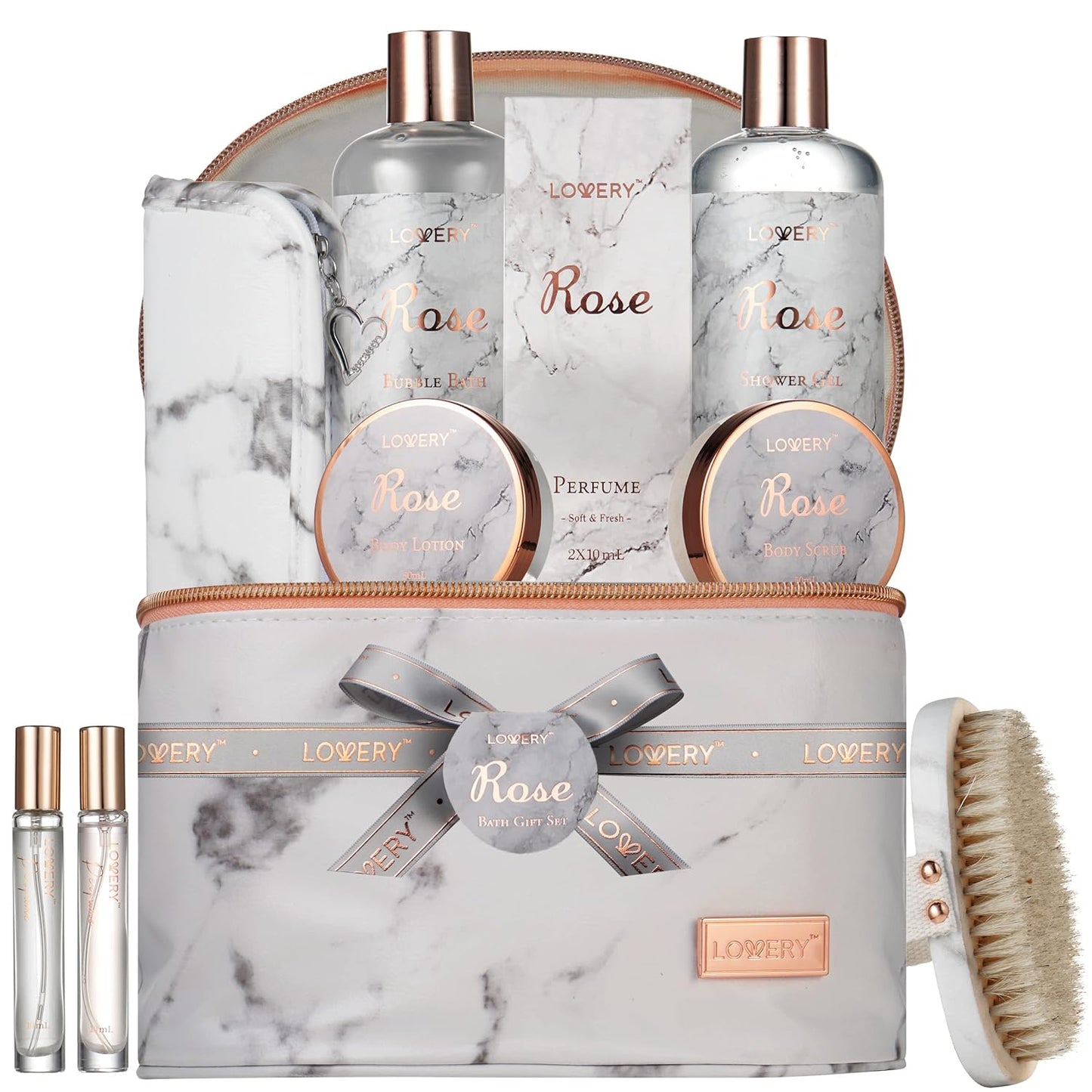 Mothers Day Gifts for Mom, Daughter Self Care Gifts for Women, Luxe 16Pc Rose Bath and Body Home Spa Set, Relaxation Bath Gift Basket for Birthday Pampering with Perfumes, Acne Kit, Lotions & More