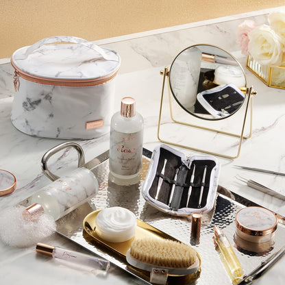 Mothers Day Gifts for Mom, Daughter Self Care Gifts for Women, Luxe 16Pc Rose Bath and Body Home Spa Set, Relaxation Bath Gift Basket for Birthday Pampering with Perfumes, Acne Kit, Lotions & More